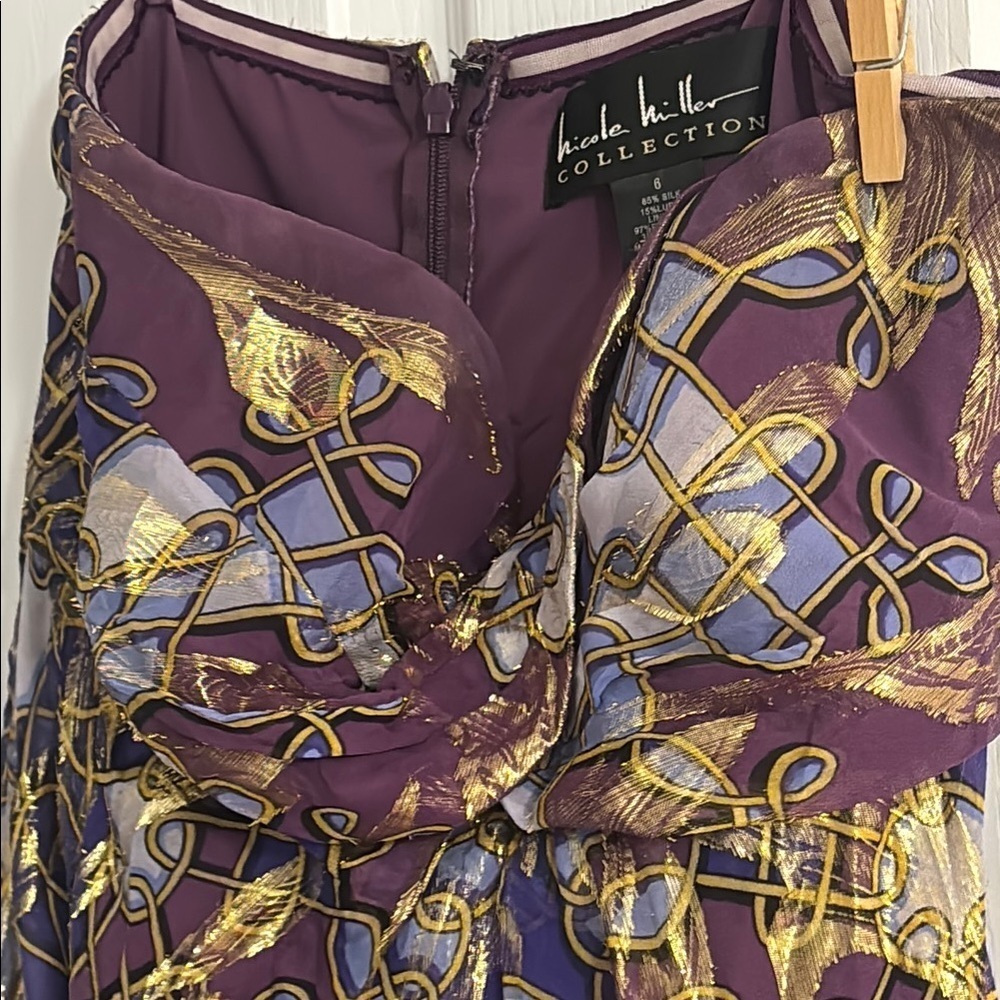 Nicole Miller Purple and Gold Dress